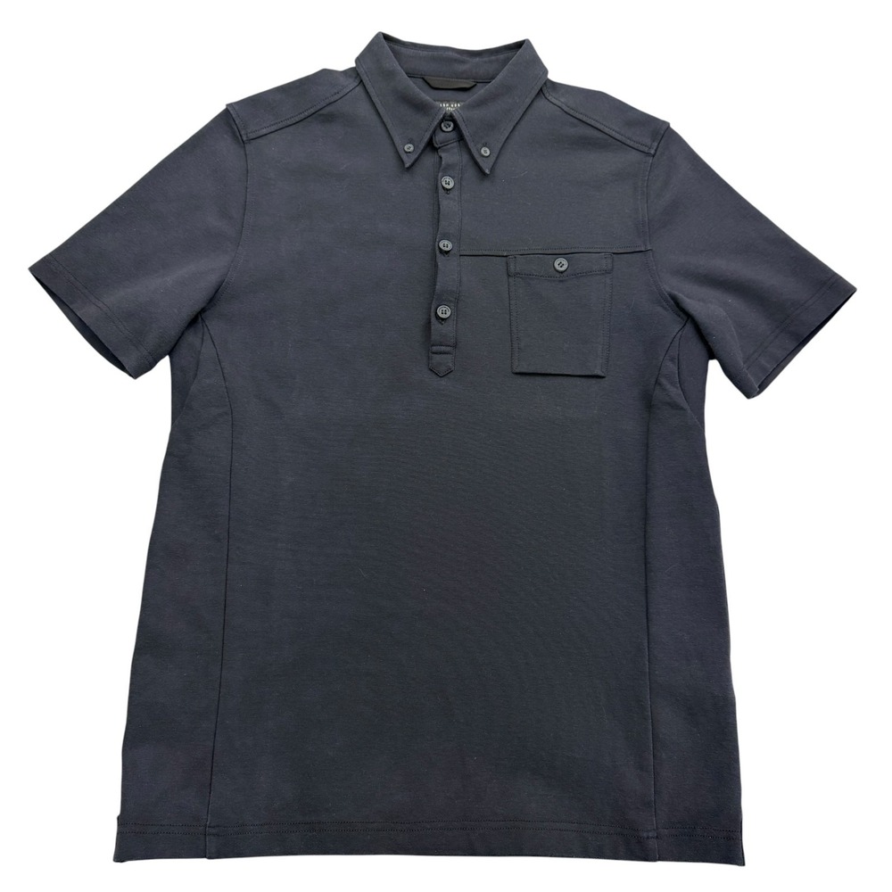 Mission Workshop Polo Shirt Mens Medium Black Button Down Collar Chest Pocket
